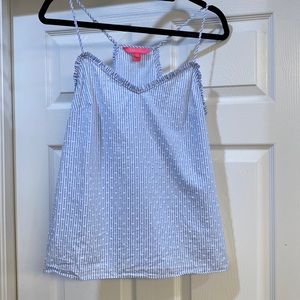 Lilly Pulitzer Blue Stripe Ruffle Tank